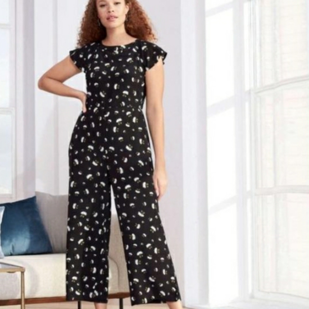 NEW! Loft black floral tie back jumpsuit